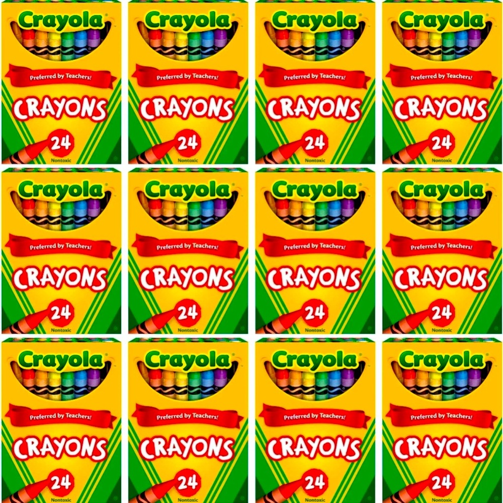 (12) Boxes of Crayola Crayons, 24 Count Each -  School Daycare Art Play Color